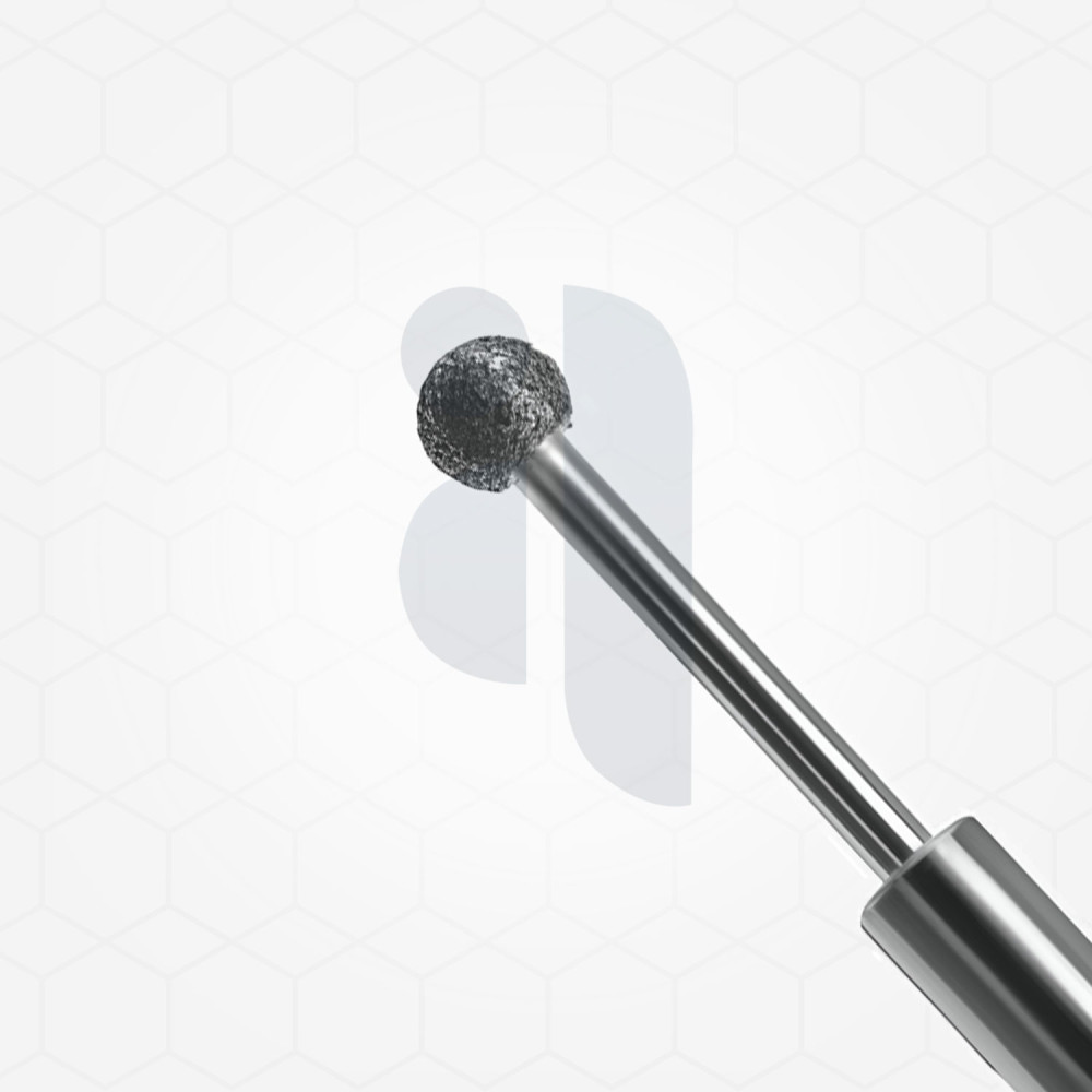 Algerbrush II replacement pterygium chuck and 2.5mm fine grit round diamond burr